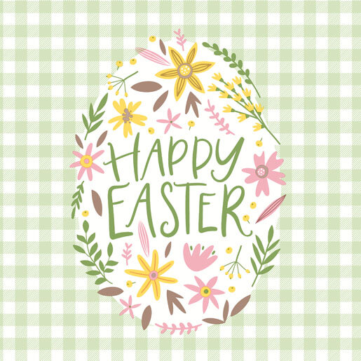 Papierservietten, Hellgrün, Weiss, 33 x 33 cm, Happy Easter