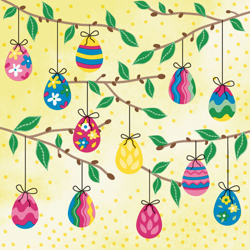 Papierservietten, bunt, 33 x 33 cm, Easter Tree