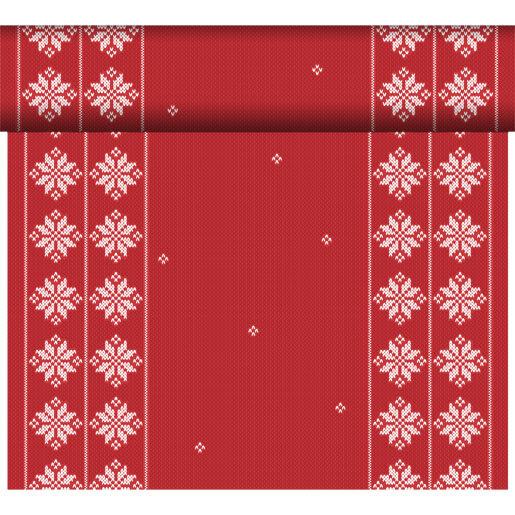 Tischläufer, Tête-à-Tête, Rot, Weiss, 0.40 x 24 m, Knitted Traditions